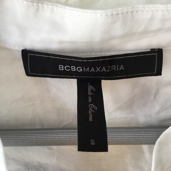 BCBGMaxAzria White and Gray Floral Half Button Down Shirt - Picture 2 of 16